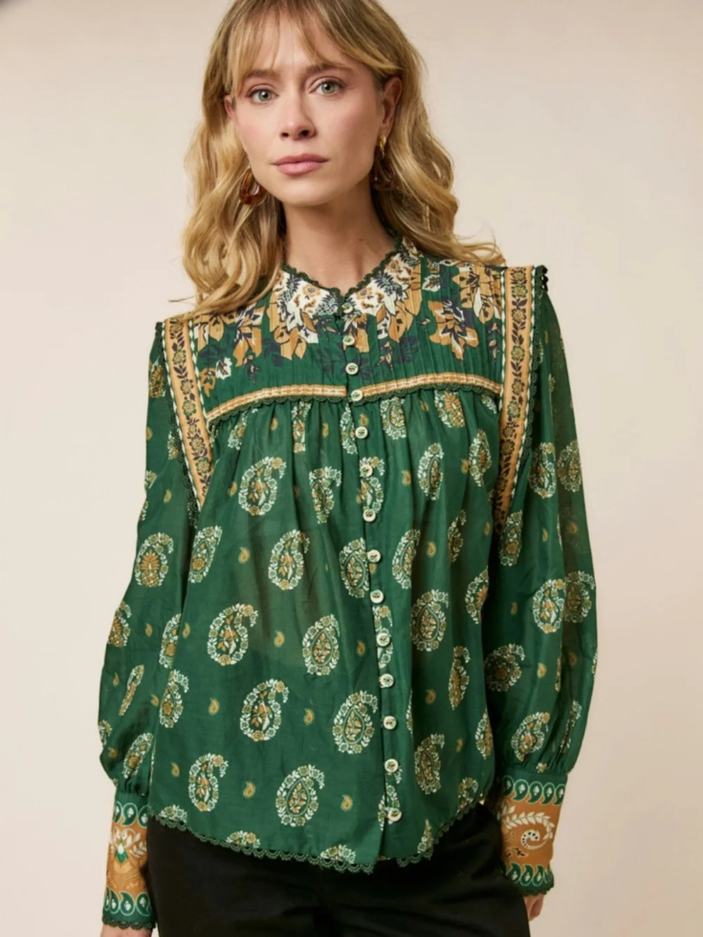 FARM Rio Tayla Green Blouse Size XXS NWT